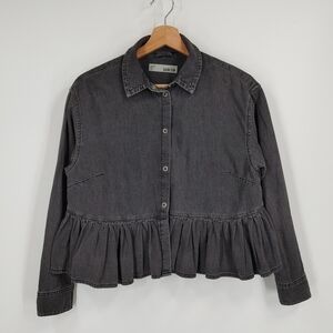 Topshop Cotton Denim Button Down Shirt